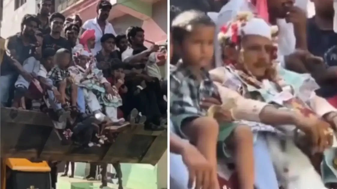 बुलडोजर पर बारात निकालना पड़ा महंगा, मुरादाबाद ट्रैफिक पुलिस ने काटा चालान