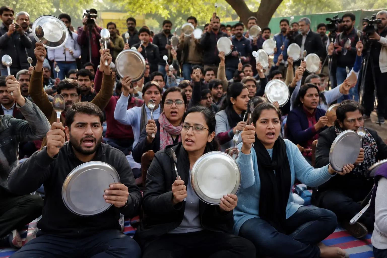 थाली-चम्मच के साथ जंतर-मंतर पर CJP का Protest 2.0, धर्मेंद्र प्रधान के इस्तीफे की मांग तेज